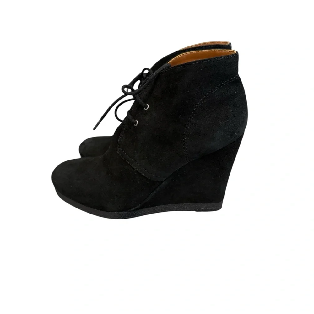 Nine West American Collection Next Win Black Suede Wedge Booties